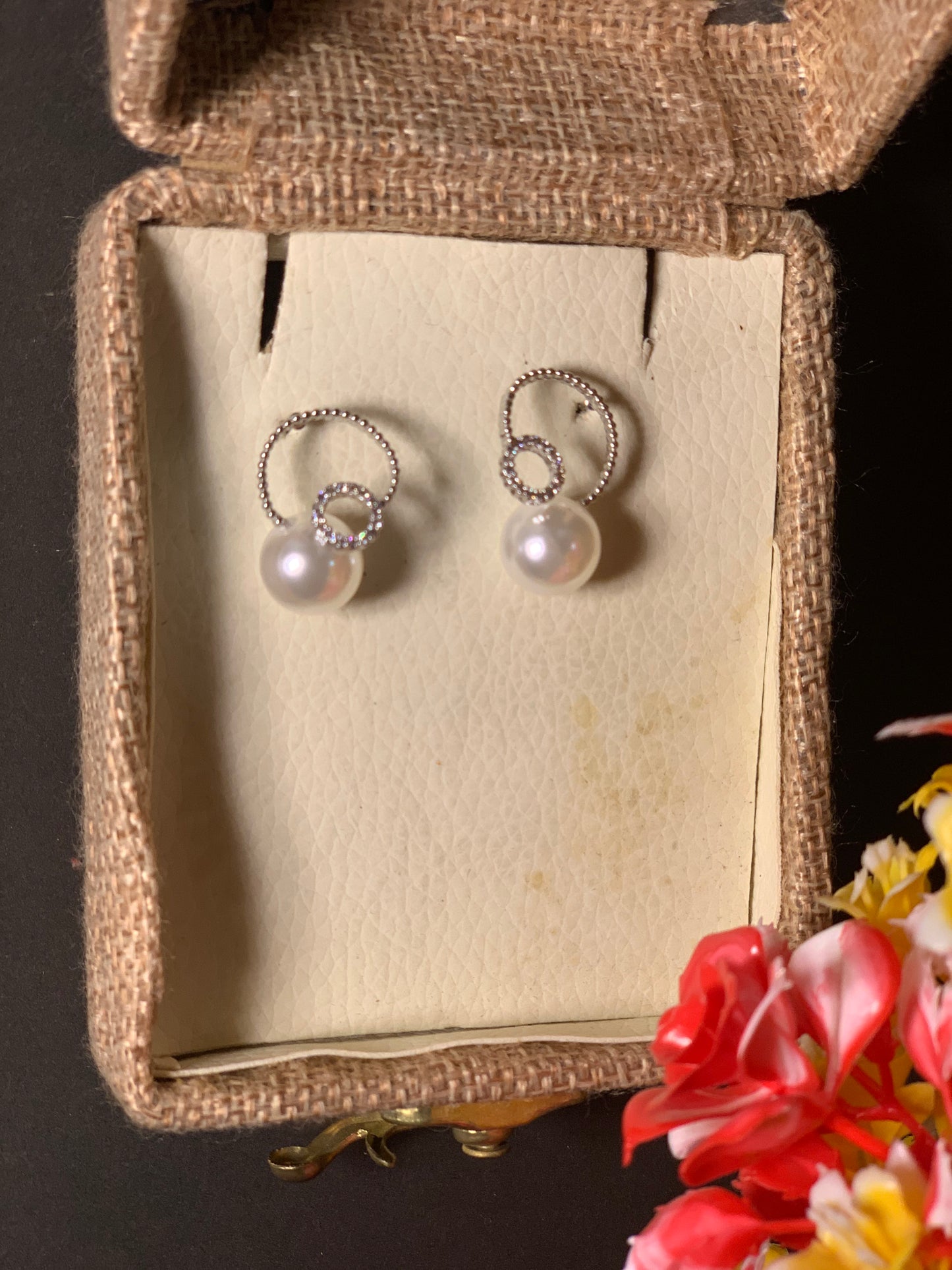 White Gold Plated Pearl Earrings Silver