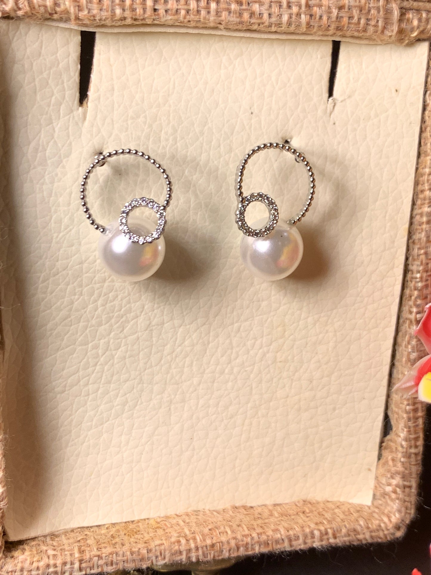 White Gold Plated Pearl Earrings Silver