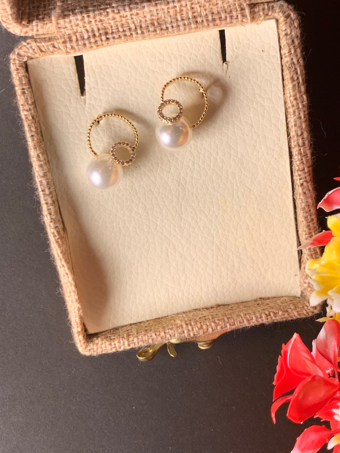 White Gold Plated Pearl Earrings Silver