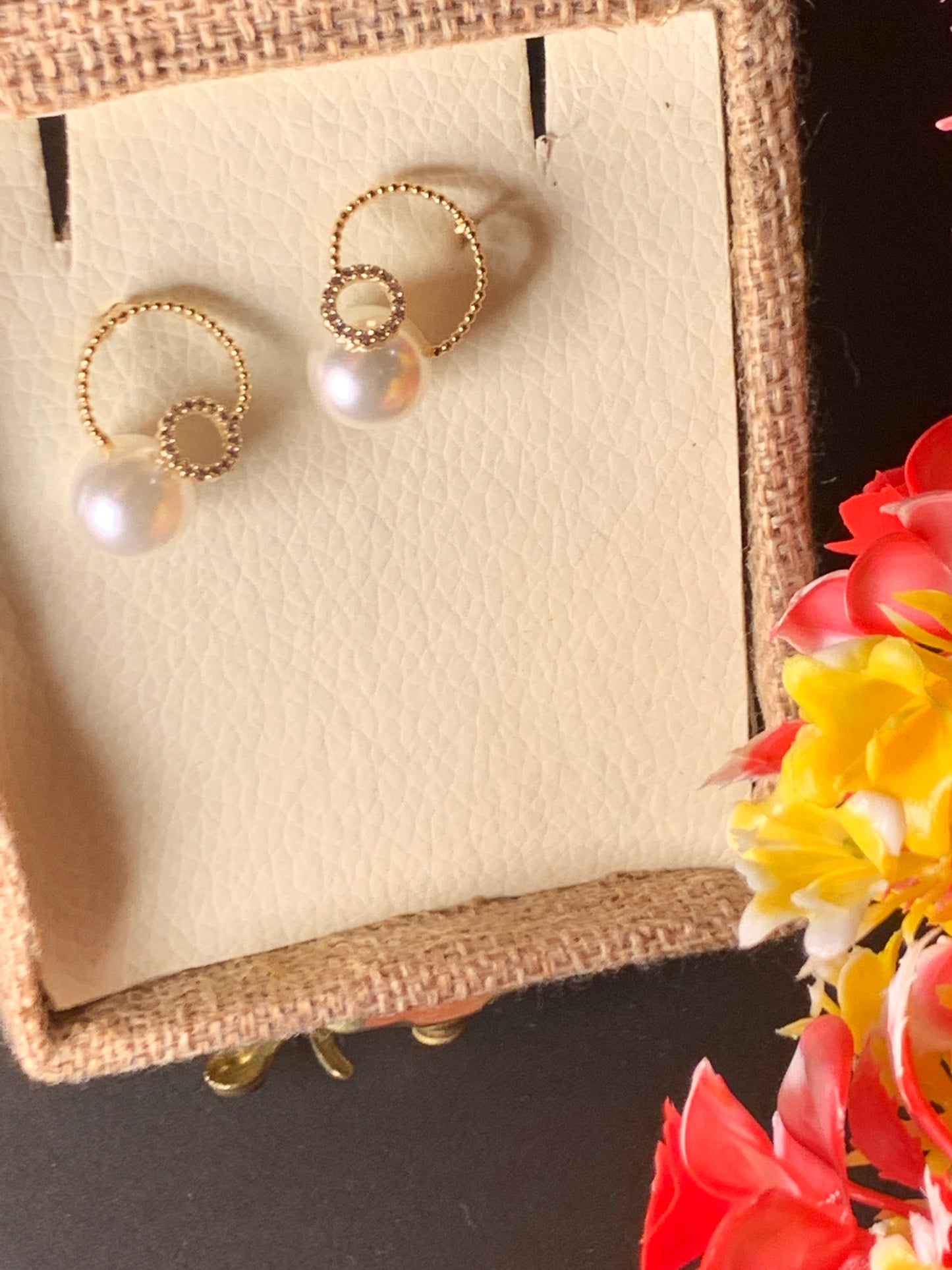 White Gold Plated Pearl Earrings Silver