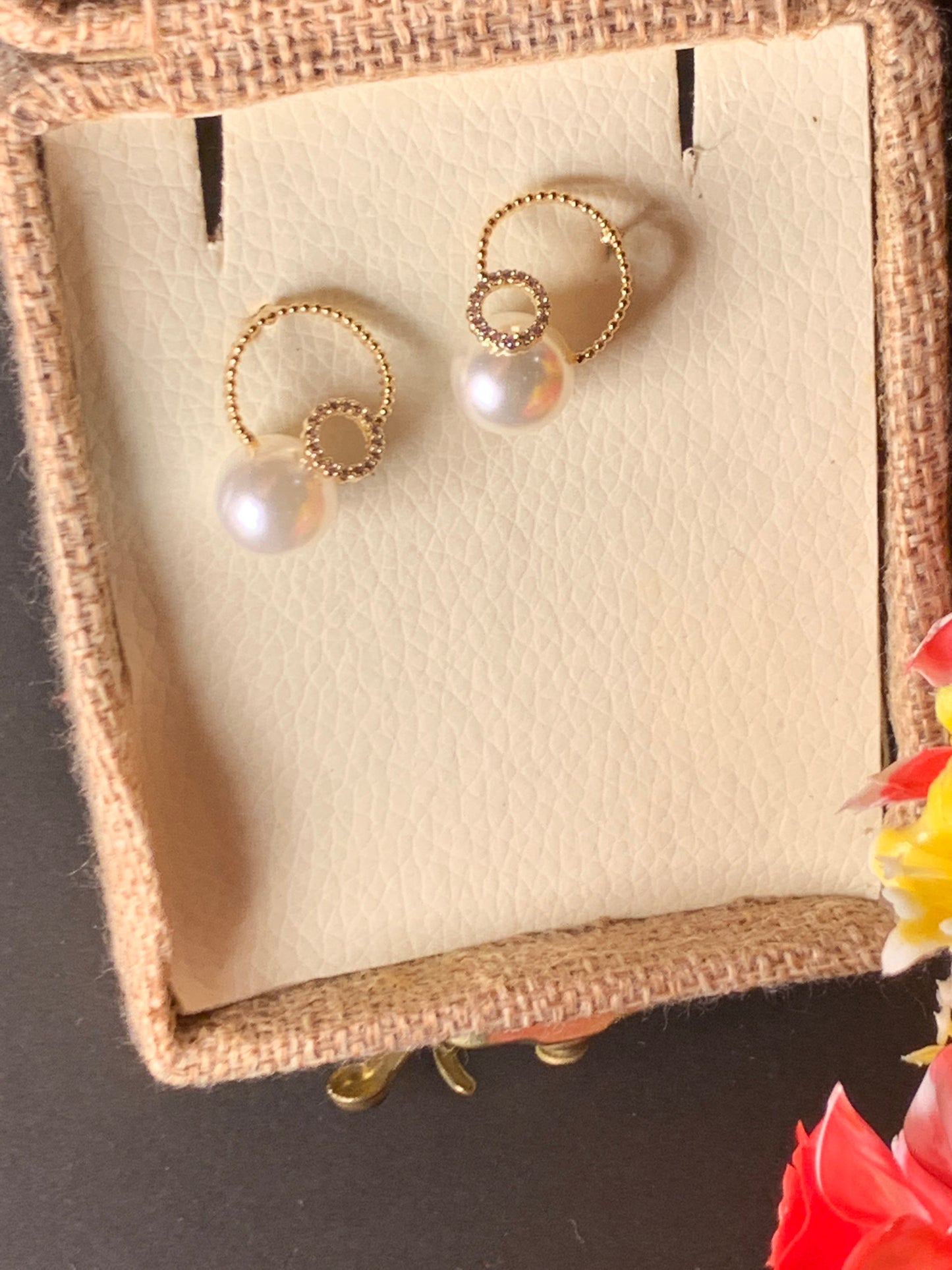 White Gold Plated Pearl Earrings Silver