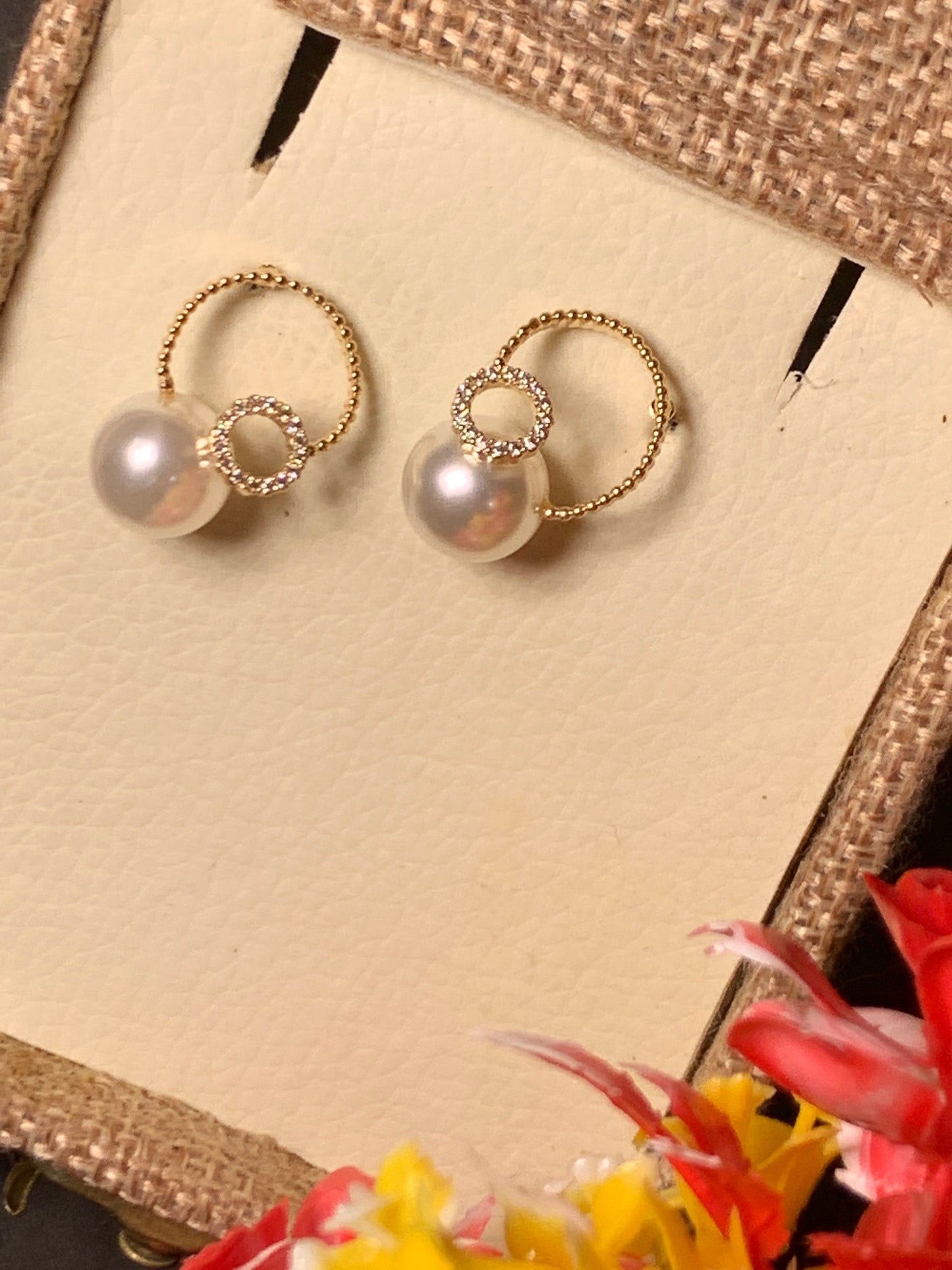White Gold Plated Pearl Earrings Silver