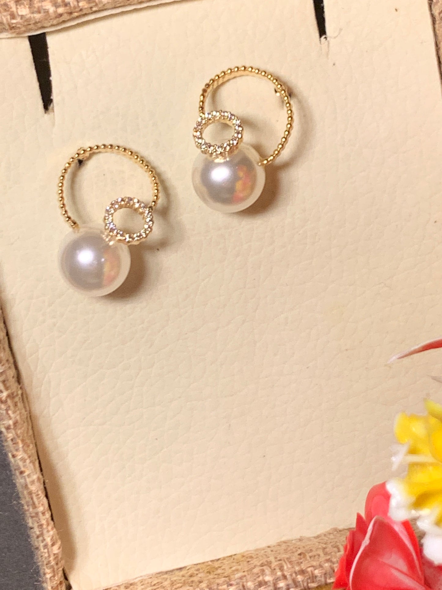 White Gold Plated Pearl Earrings Silver