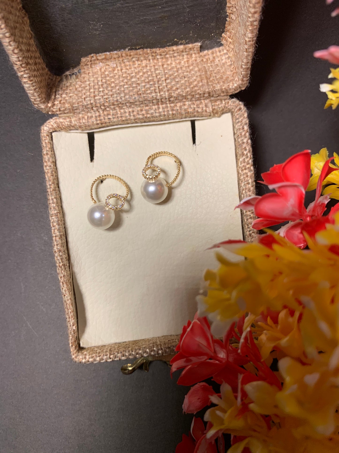 White Gold Plated Pearl Earrings Silver