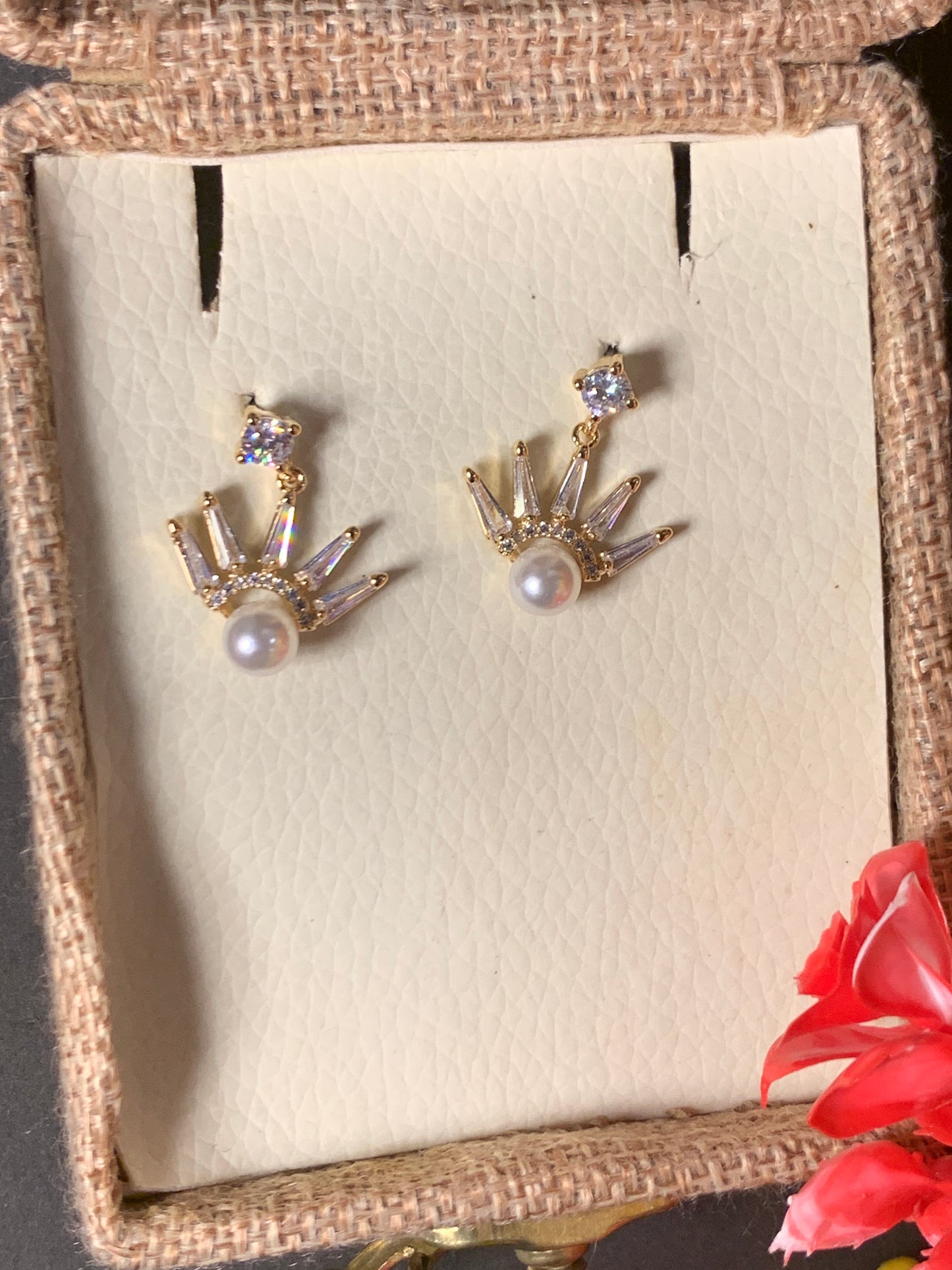 Ear Jacket Earrings Gold Rhinestone Earrings
