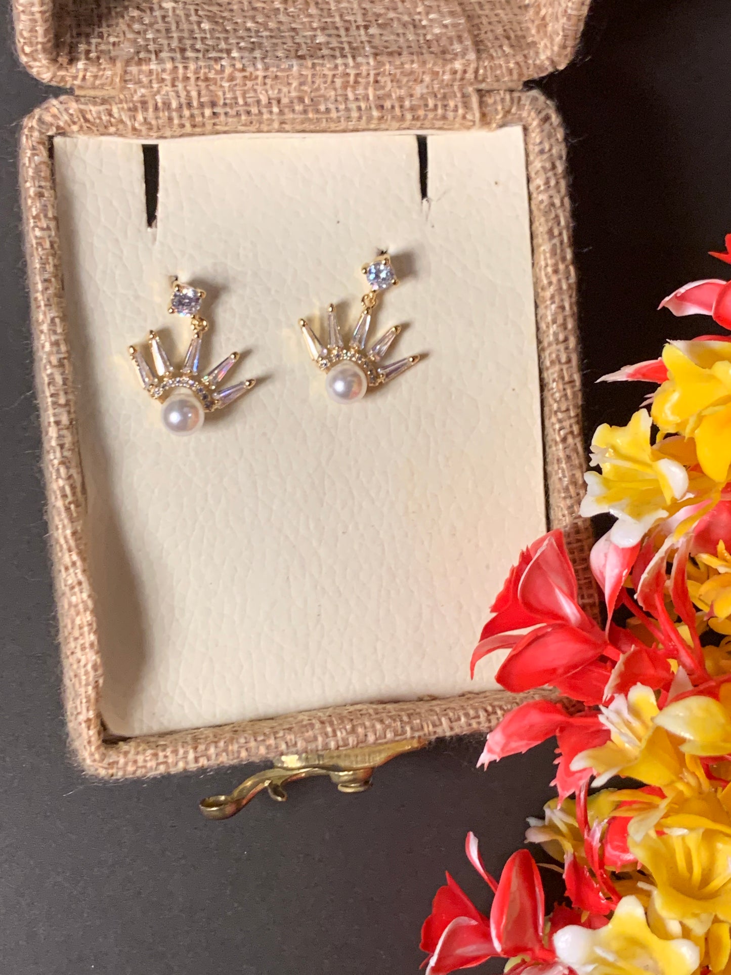 Ear Jacket Earrings Gold Rhinestone Earrings
