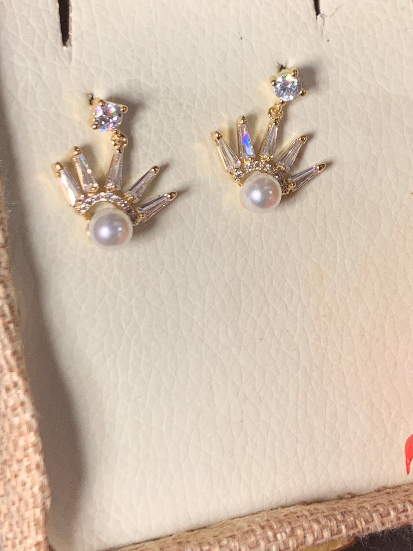 Ear Jacket Earrings Gold Rhinestone Earrings