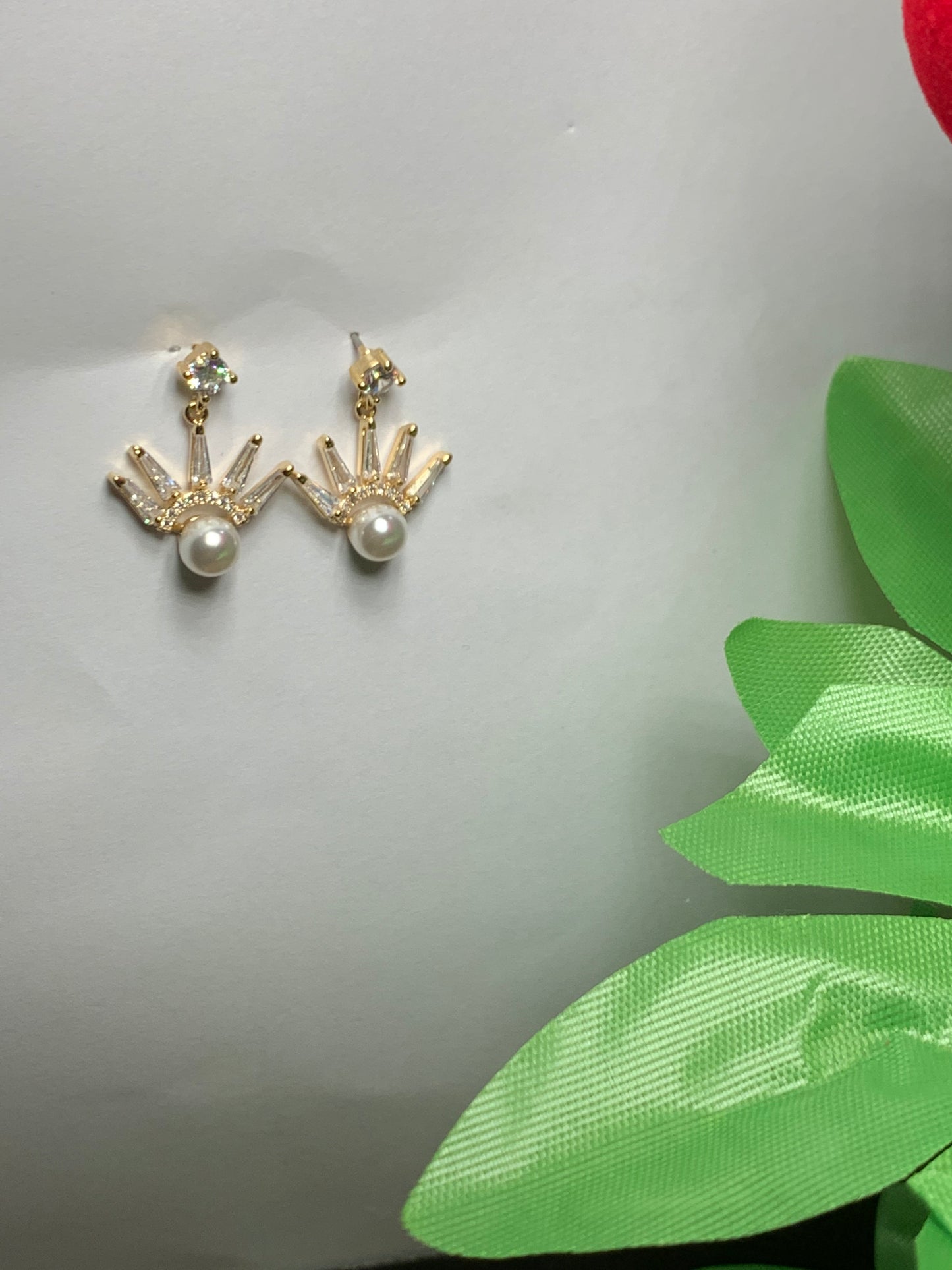 Ear Jacket Earrings Gold Rhinestone Earrings