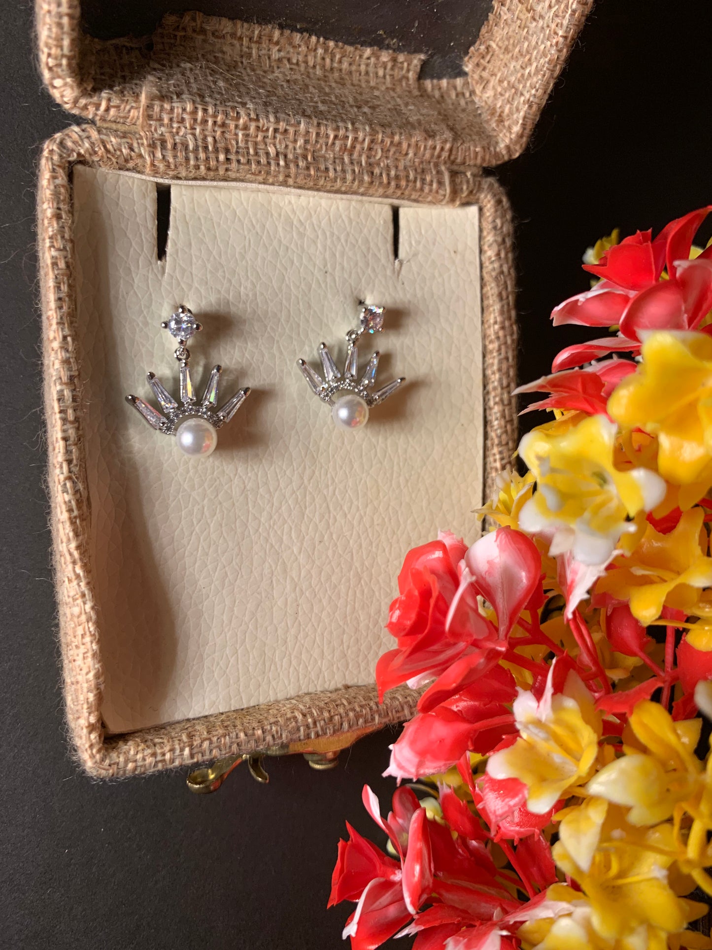 Ear Jacket Earrings Gold Rhinestone Earrings