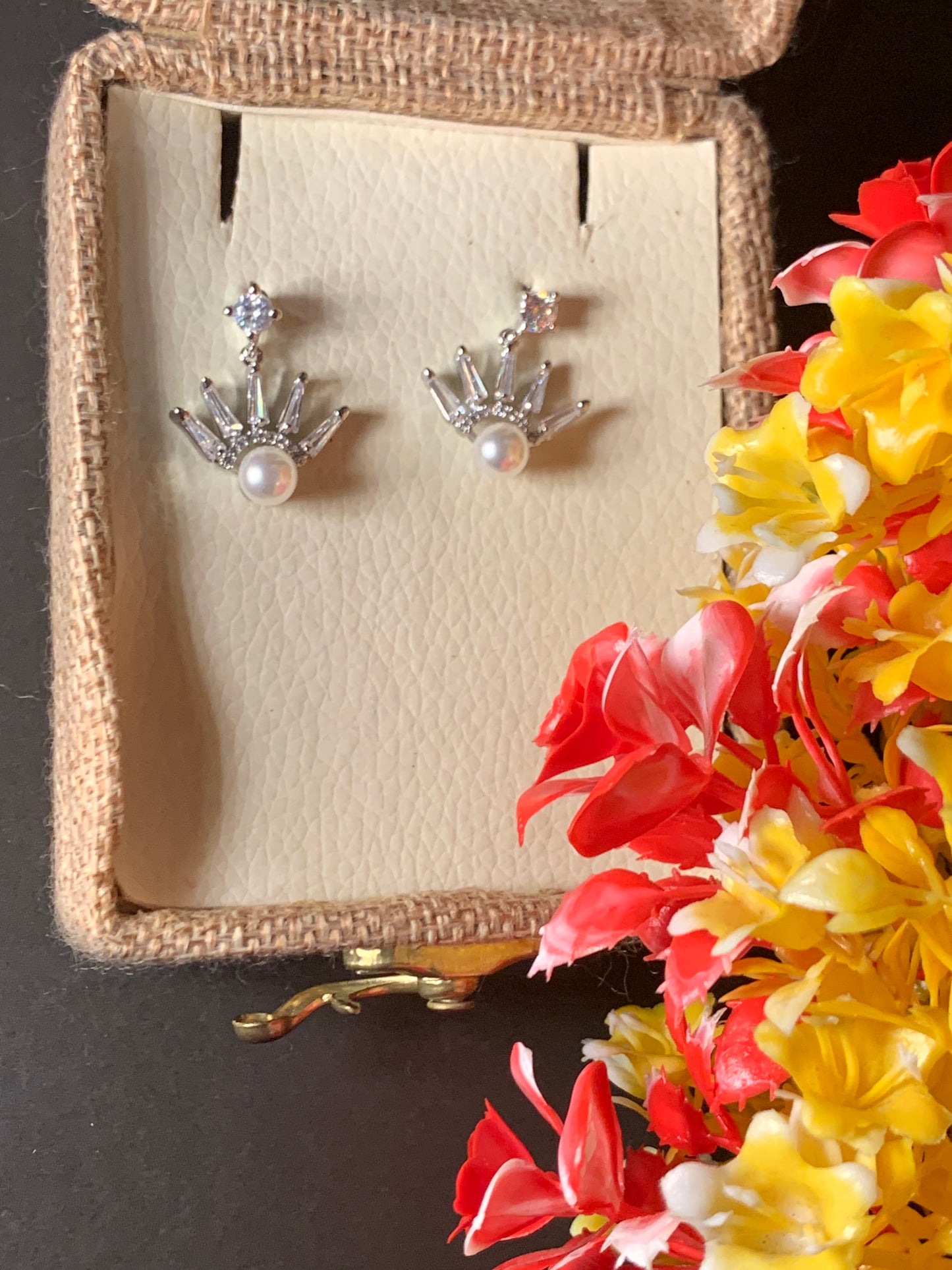 Ear Jacket Earrings Gold Rhinestone Earrings
