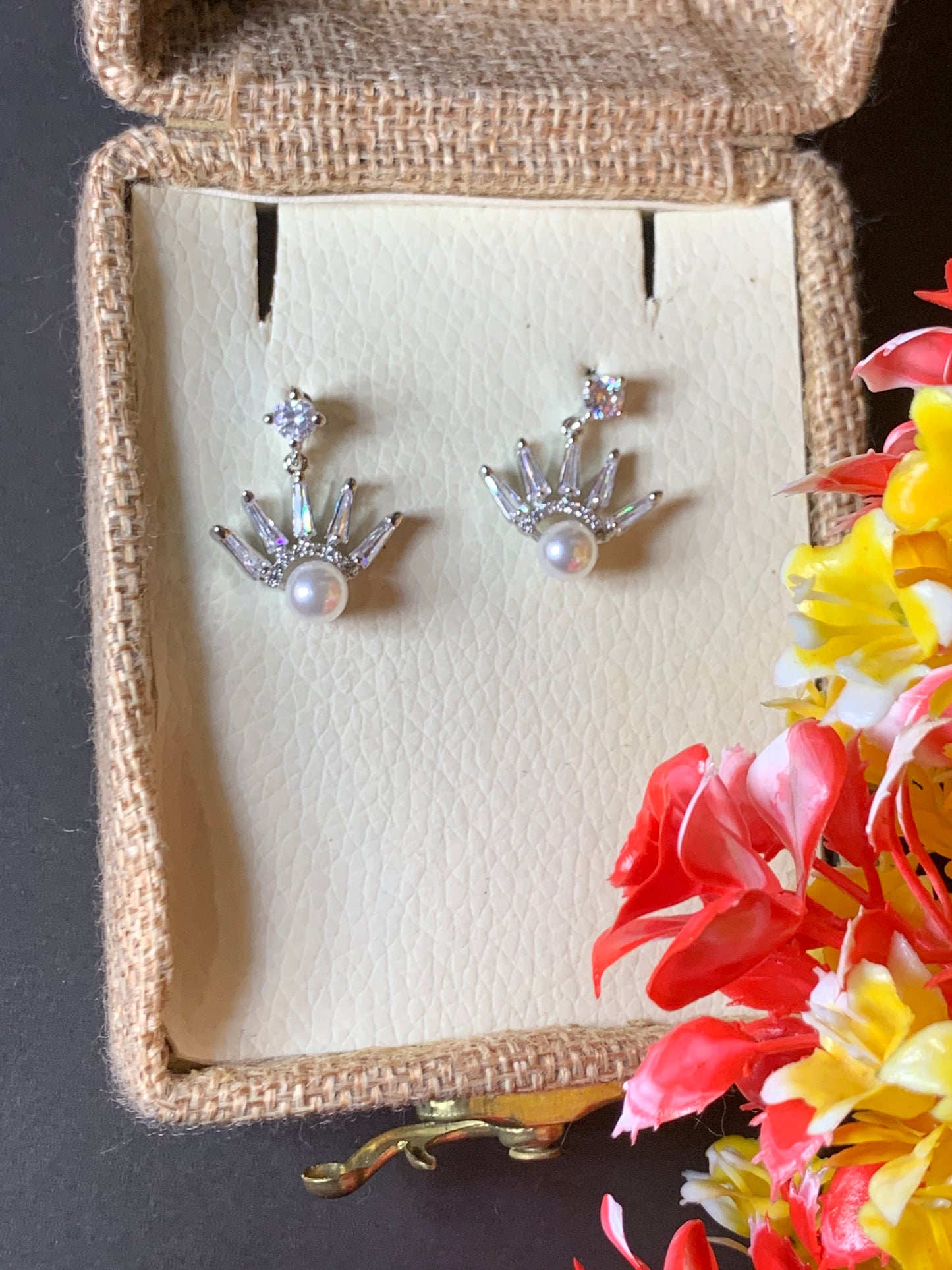 Ear Jacket Earrings Gold Rhinestone Earrings