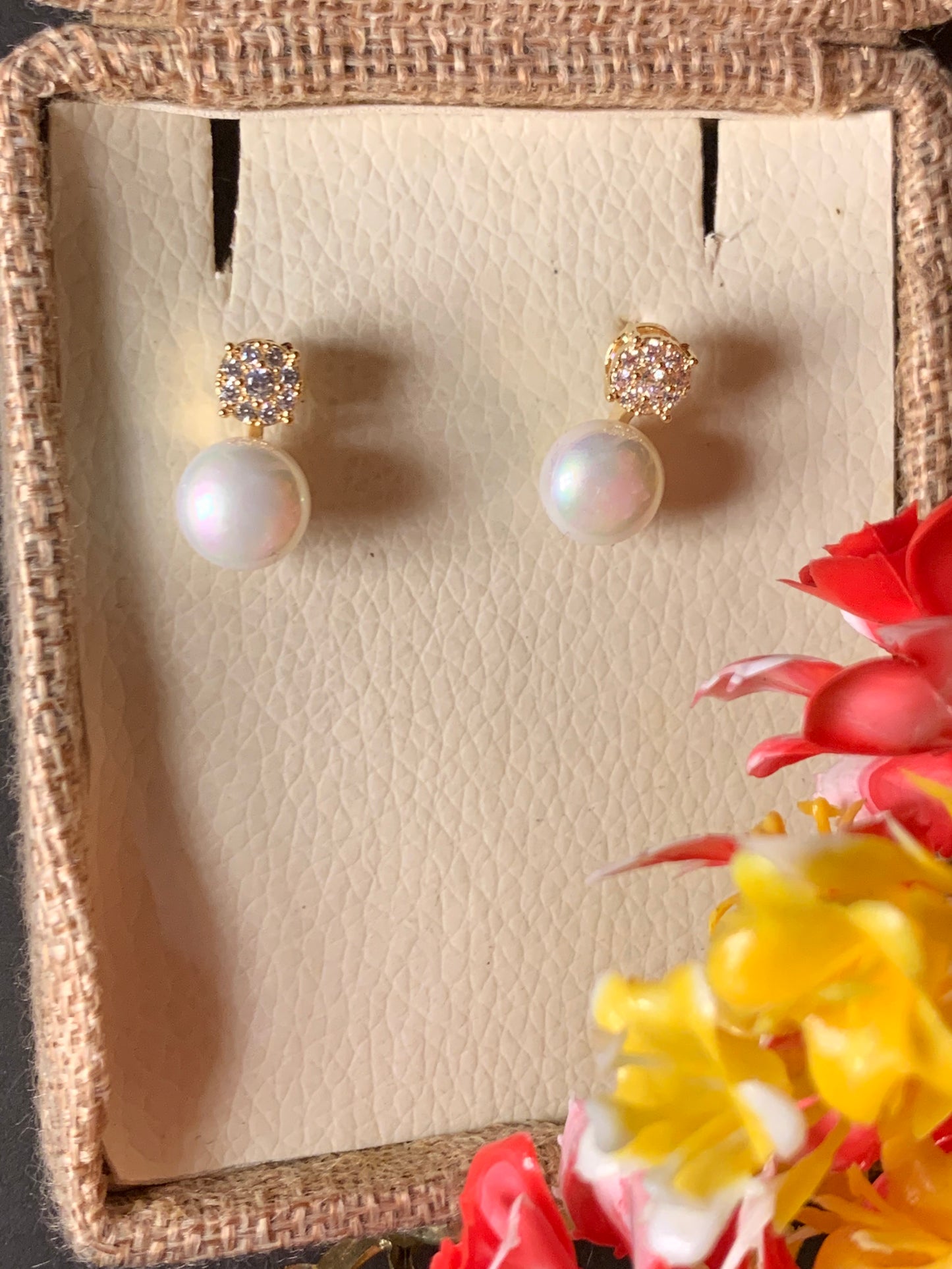 Freshwater Gold Pearl Stud Earrings