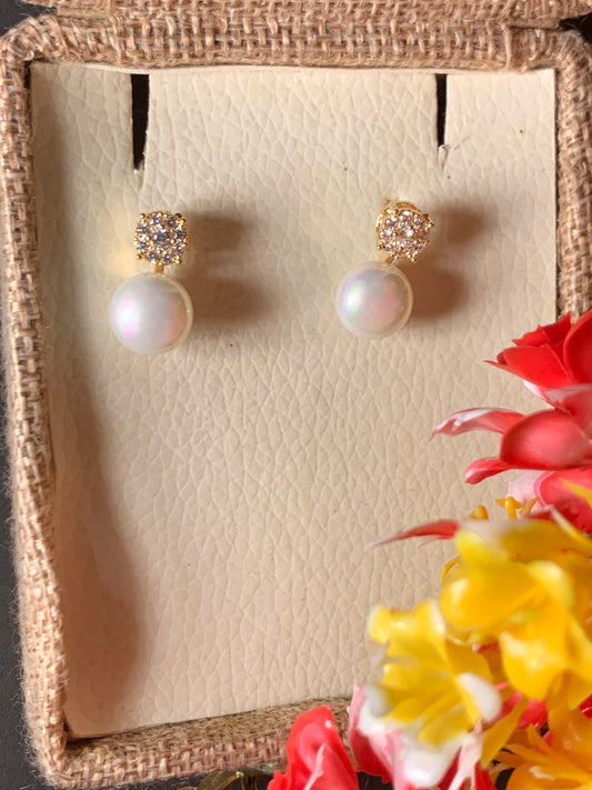 Freshwater Gold Pearl Stud Earrings