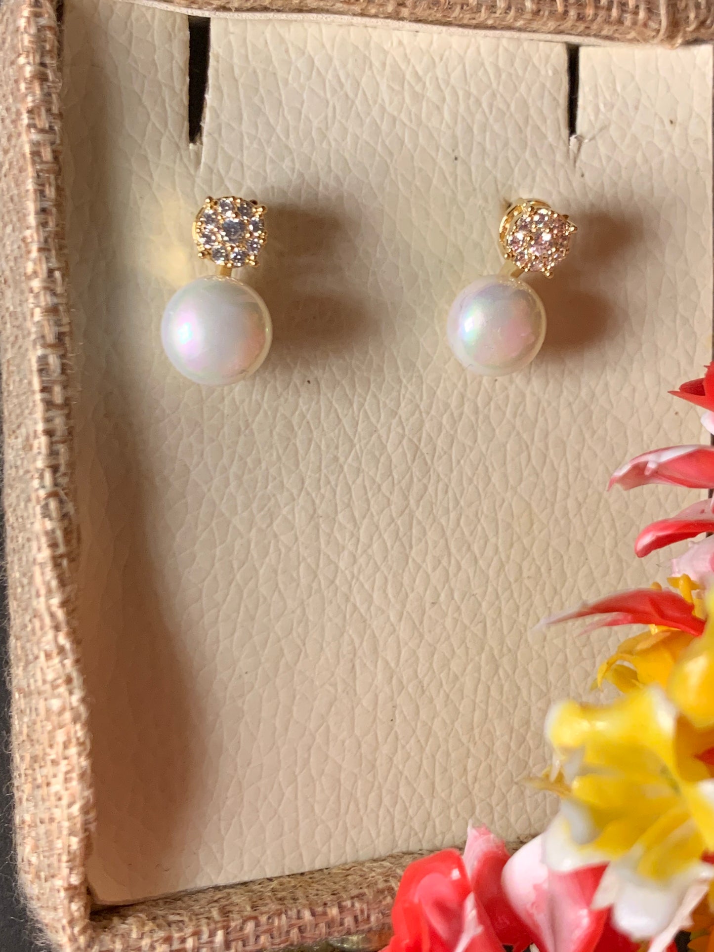 Freshwater Gold Pearl Stud Earrings
