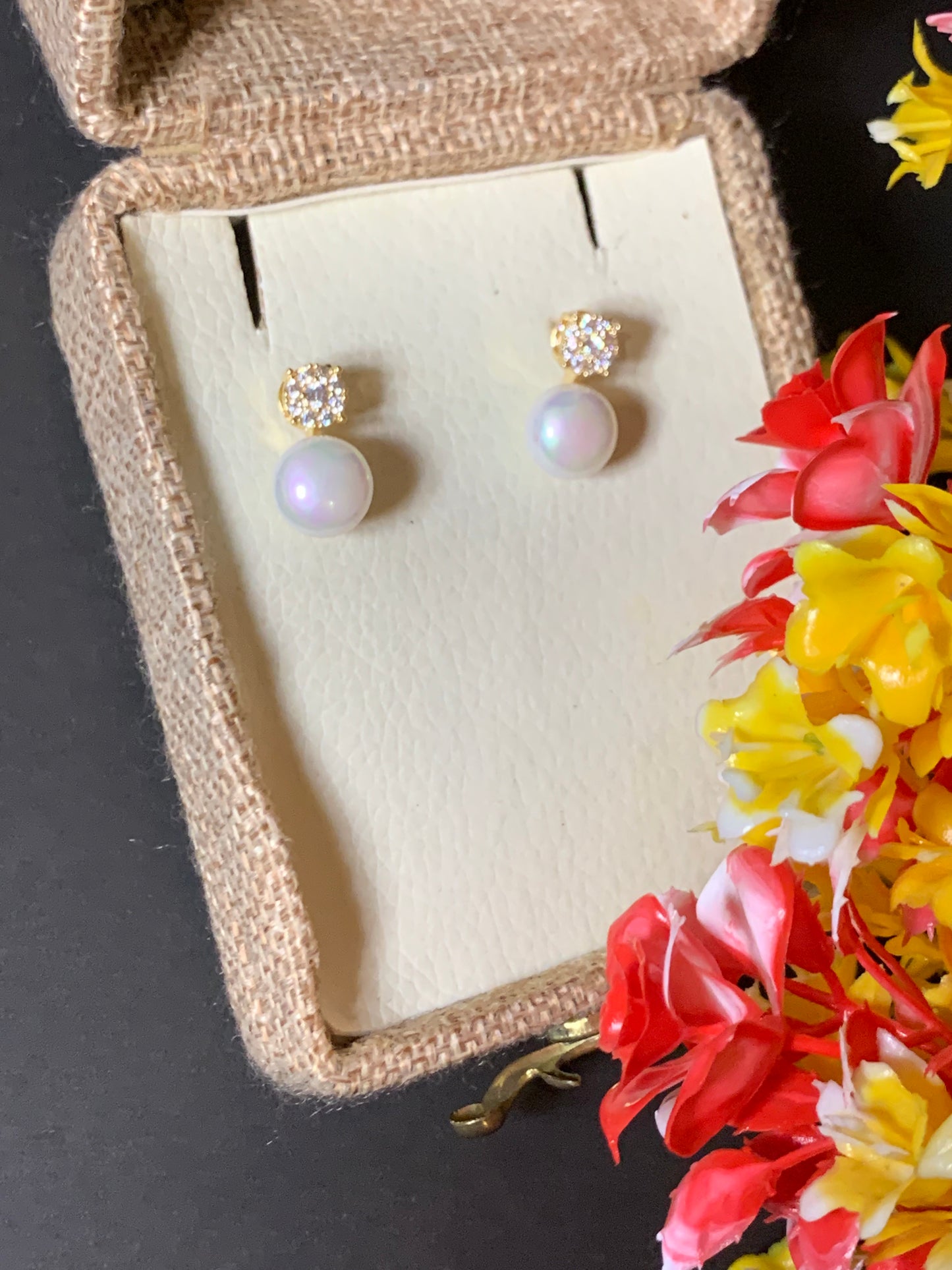 Freshwater Gold Pearl Stud Earrings