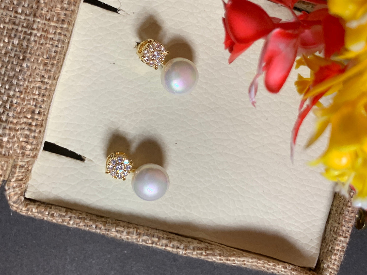 Freshwater Gold Pearl Stud Earrings