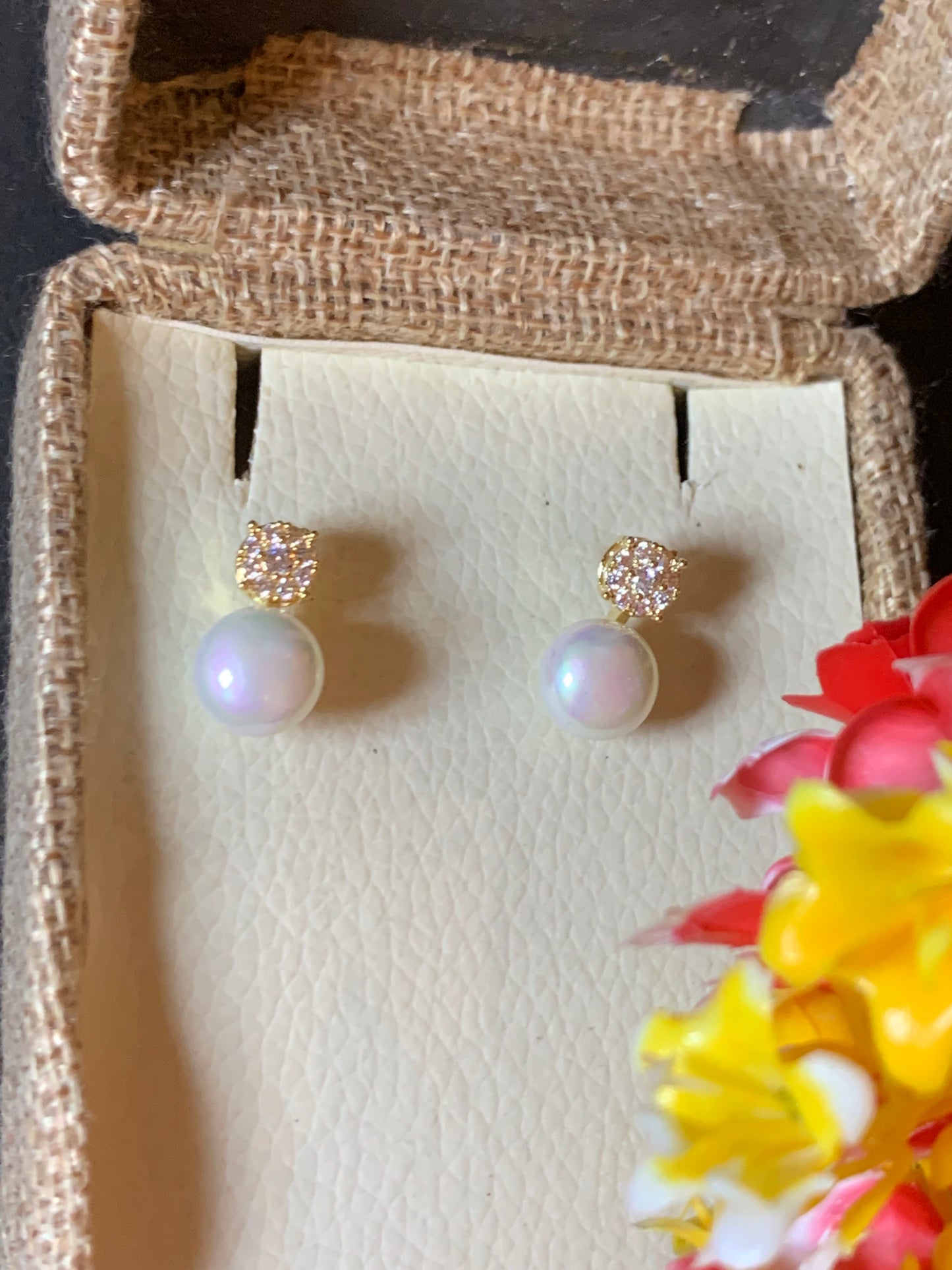 Freshwater Gold Pearl Stud Earrings