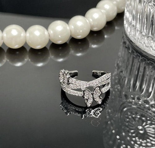 Sterling Silver Cute Fashion Double Butterfly Ring